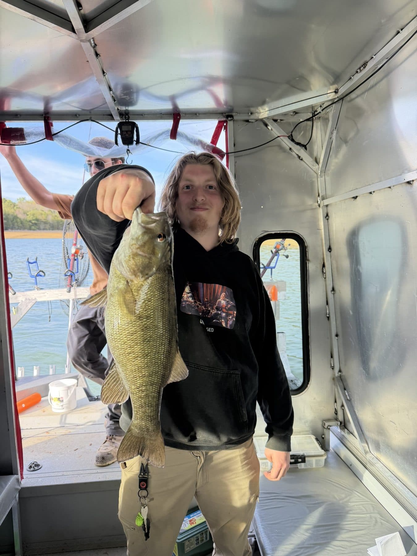 Fishing warm inside the cabin