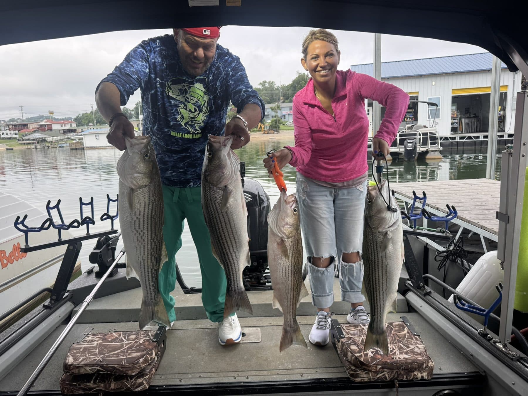 A couple with the mornings fish