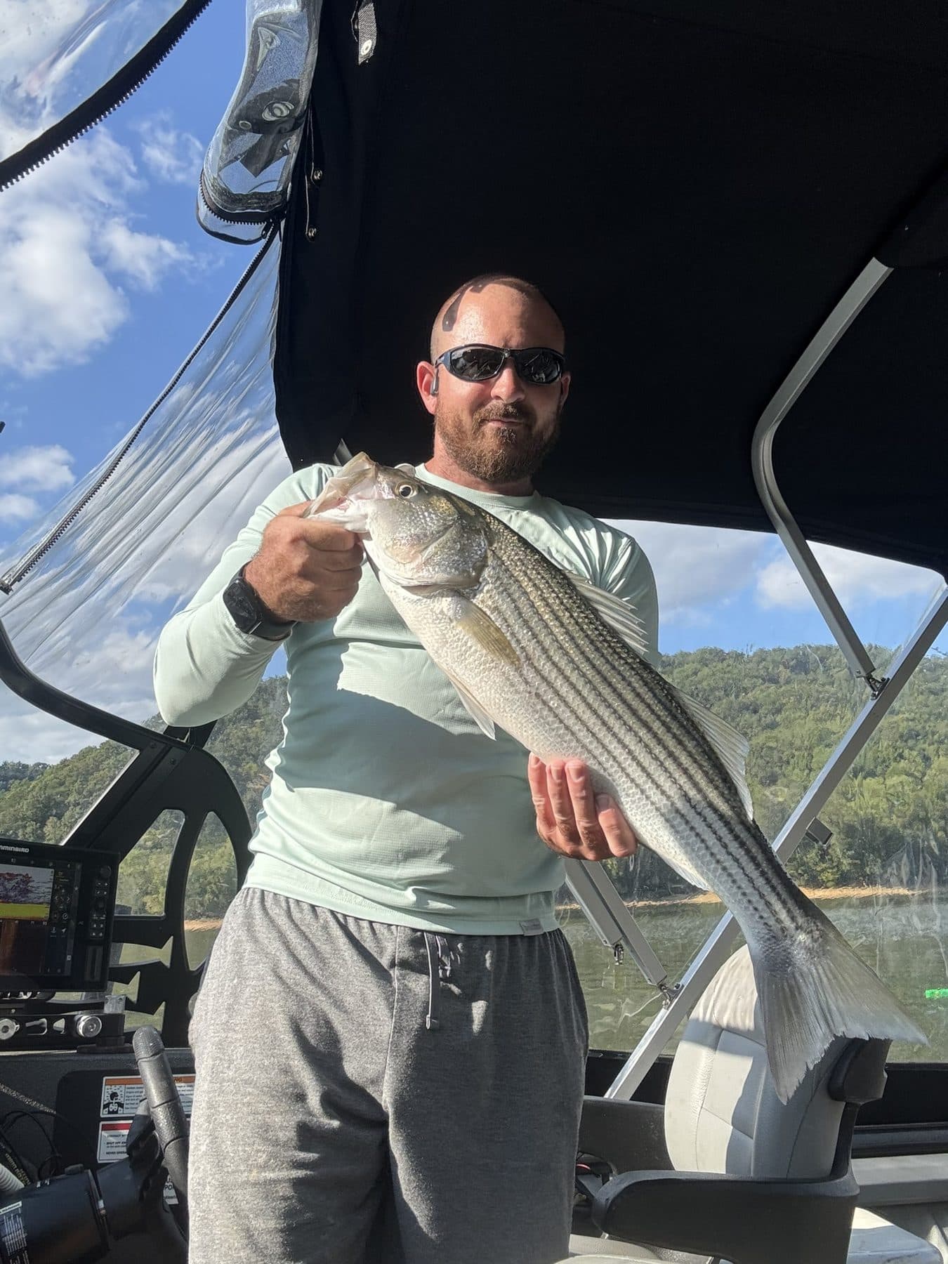 A clean striper boatside