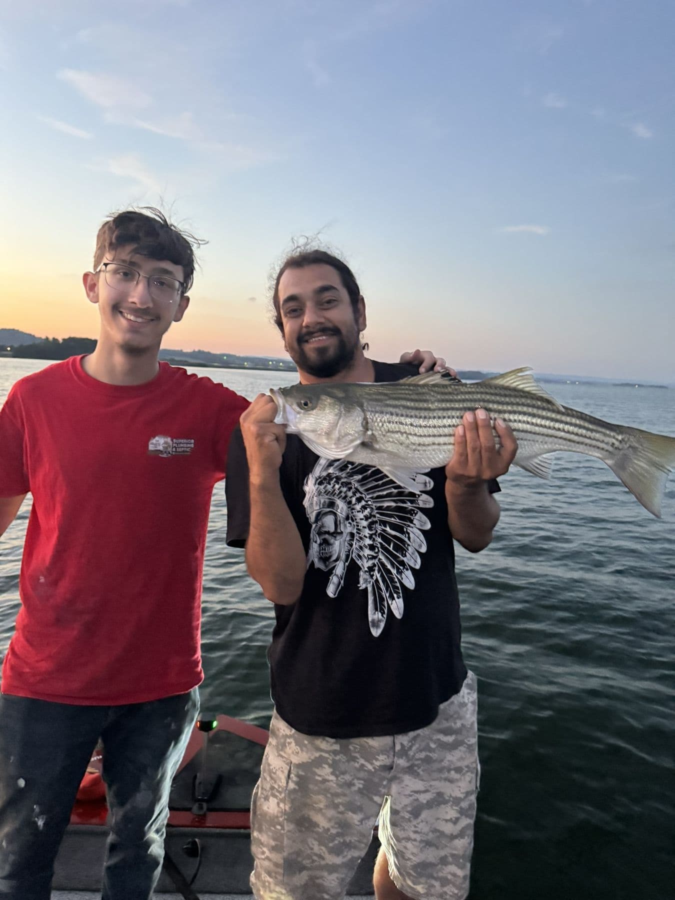 Sunset and a shared striper