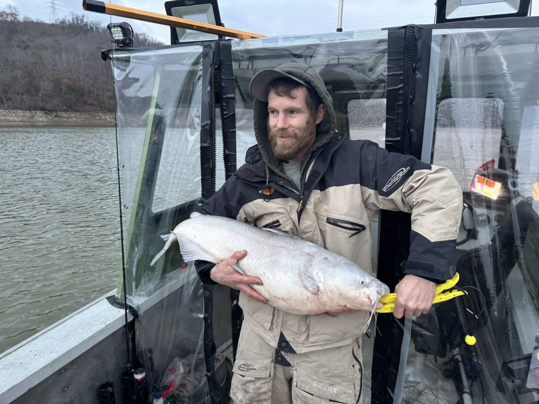 A long striper on a cold day
